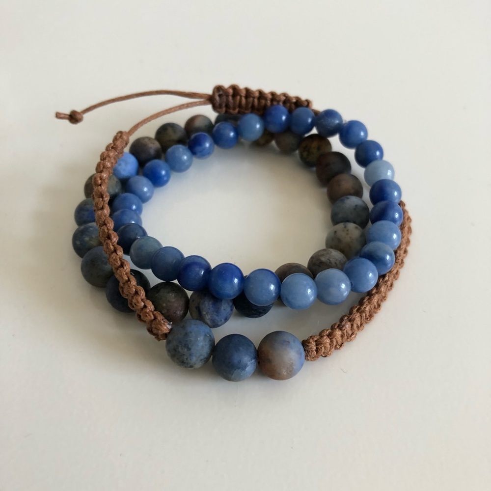 Dumortierite and Aventurine Bracelet Set